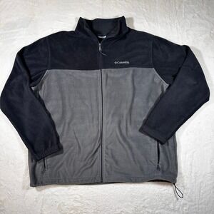 Columbia Fleece Jacket Full Zip Mens 3XT Big and Tall Gray Black Outdoors